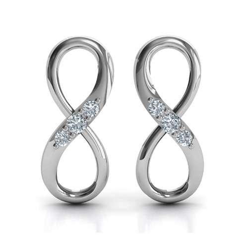 Three Stone Infinity Earrings – Sterling Silver with Cubic Zirconia