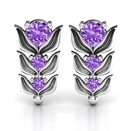Be-leaves in Nature Earrings in 925 Sterling Silver with Amethyst
