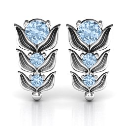 Be-leaves in Nature Earrings in 925 Sterling Silver with Aquamarine