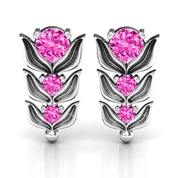 Be-leaves in Nature Earrings in 925 Sterling Silver with Pink Tourmaline