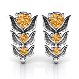 Be-leaves in Nature Earrings in 925 Sterling Silver with Citrine