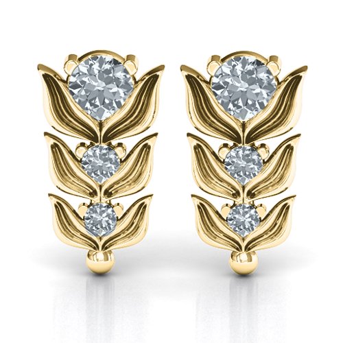 Be-leaves in Nature Earrings – 10K Yellow Gold with Cubic Zirconia