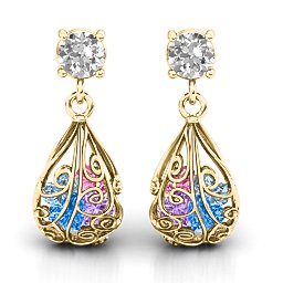 Elegant Drop Caged Earrings
