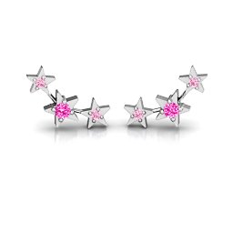 Twinkle Little Stars Earrings in 925 Sterling Silver with Pink Tourmaline and Fancy Pink Premium Zirconia
