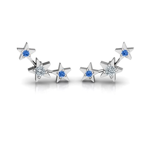 Twinkle Little Stars Earrings – Sterling Silver with Cubic Zirconia and Fancy Blue Premium Zirconia