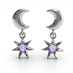 "Lights in the Night" Dangling Earrings in 925 Sterling Silver with Amethyst