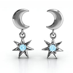 "Lights in the Night" Dangling Earrings in 925 Sterling Silver with Blue Topaz