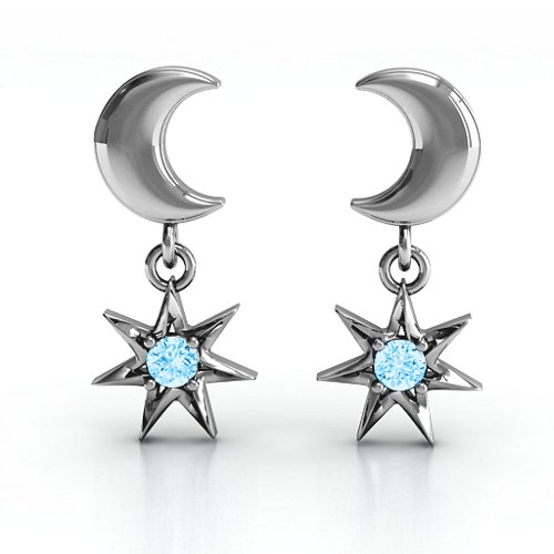 "Lights in the Night" Dangling Earrings – Sterling Silver with Blue Topaz