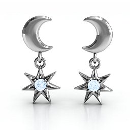 "Lights in the Night" Dangling Earrings in 925 Sterling Silver with Aquamarine