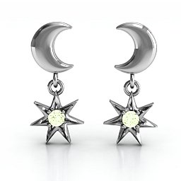 "Lights in the Night" Dangling Earrings in 925 Sterling Silver with Peridot