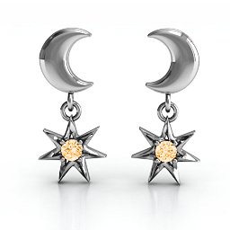 "Lights in the Night" Dangling Earrings in 925 Sterling Silver with Citrine