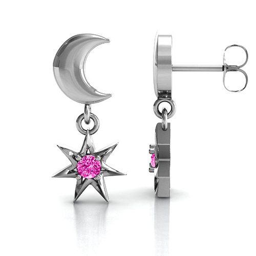 "Lights in the Night" Dangling Earrings – Sterling Silver with Pink Tourmaline