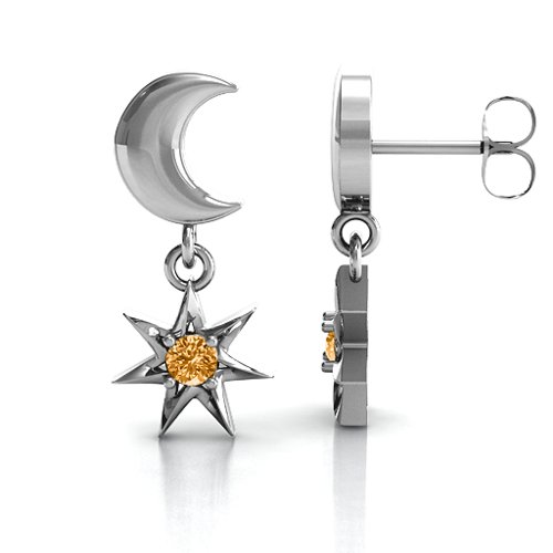 "Lights in the Night" Dangling Earrings – Sterling Silver with Citrine