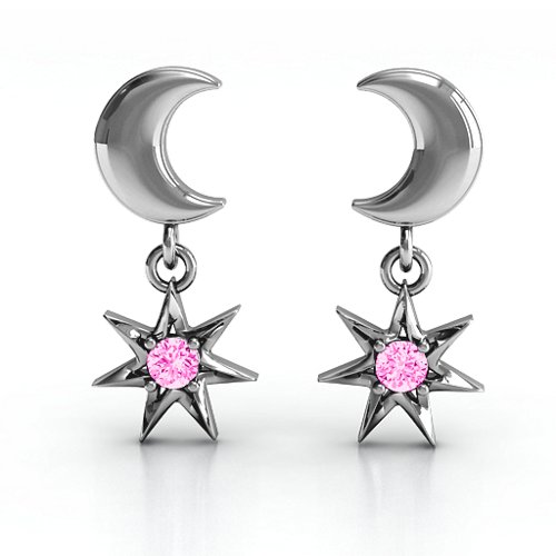"Lights in the Night" Dangling Earrings – Sterling Silver with Pink Tourmaline