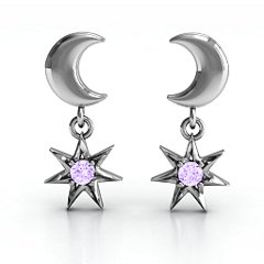 "Lights in the Night" Dangling Earrings – 10K Yellow Gold with Amethyst