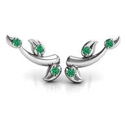 Beyond Be-Leaf Earrings in 925 Sterling Silver with Emerald