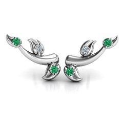 Beyond Be-Leaf Earrings – Sterling Silver with Emerald and Cubic Zirconia