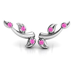 Beyond Be-Leaf Earrings in 925 Sterling Silver with Pink Tourmaline