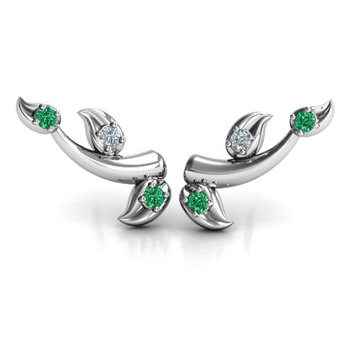 Beyond Be-Leaf Earrings – Sterling Silver with Emerald and Cubic Zirconia