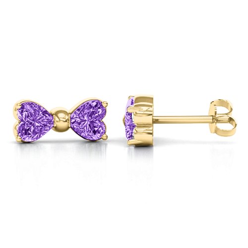 Adorable Bow Earrings – 10K Yellow Gold with Amethyst