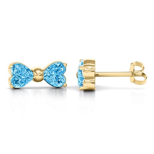 Adorable Bow Earrings – 10K Yellow Gold with Blue Topaz