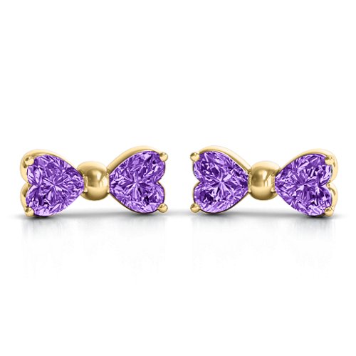 Adorable Bow Earrings – 10K Yellow Gold with Amethyst