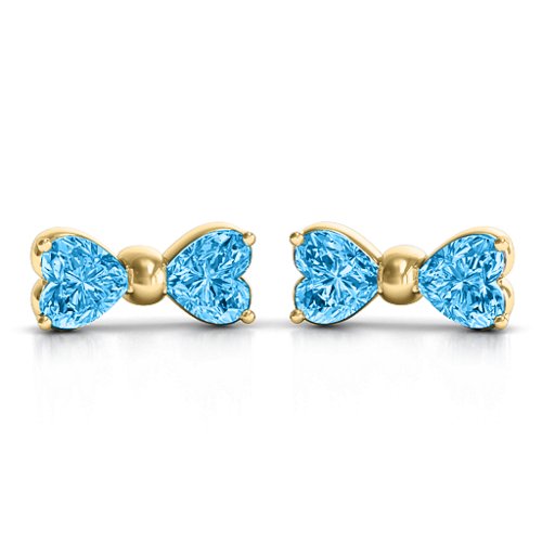Adorable Bow Earrings – 10K Yellow Gold with Blue Topaz