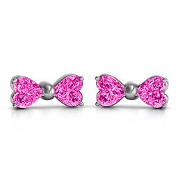 Adorable Bow Earrings in 925 Sterling Silver with Pink Tourmaline