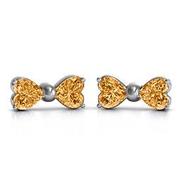 Adorable Bow Earrings in 925 Sterling Silver with Citrine