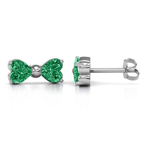 Adorable Bow Earrings – Sterling Silver with Emerald