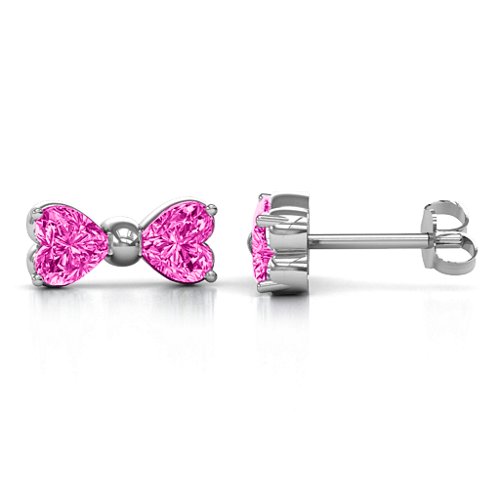 Adorable Bow Earrings – Sterling Silver with Pink Tourmaline