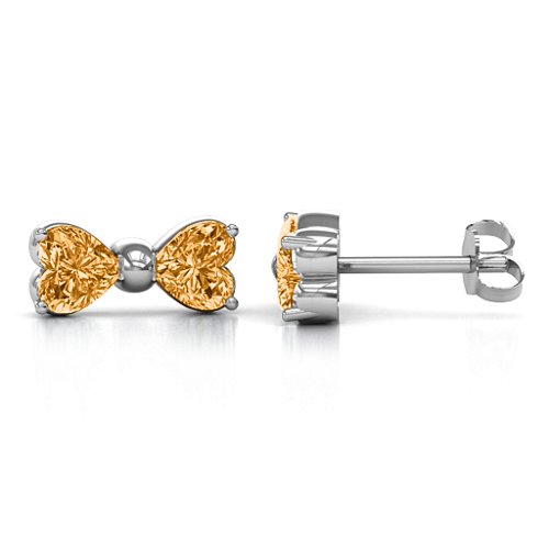 Adorable Bow Earrings – Sterling Silver with Citrine