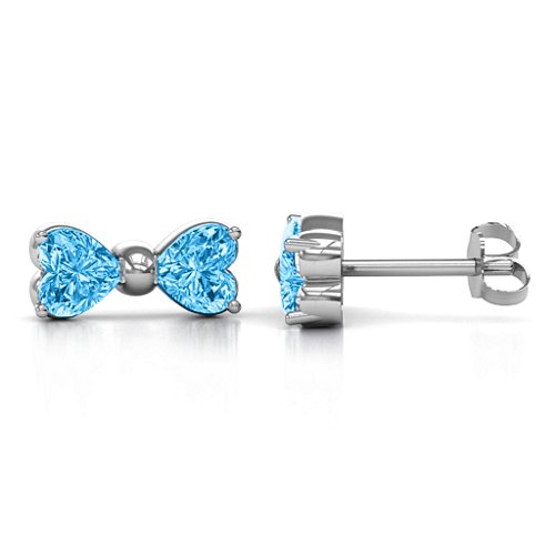 Adorable Bow Earrings – Sterling Silver with Blue Topaz