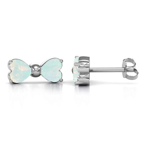 Adorable Bow Earrings – Sterling Silver with Opal