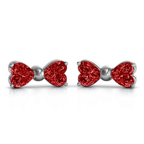 Adorable Bow Earrings – Sterling Silver with Garnet