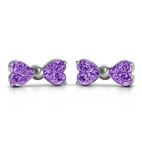 Adorable Bow Earrings – Sterling Silver with Amethyst