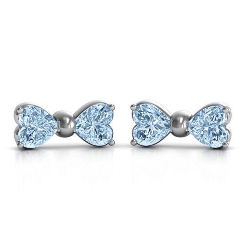 Adorable Bow Earrings – Sterling Silver with Aquamarine