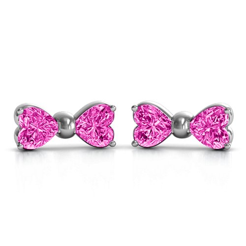 Adorable Bow Earrings – Sterling Silver with Pink Tourmaline