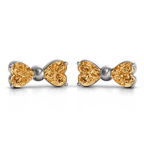 Adorable Bow Earrings – Sterling Silver with Citrine