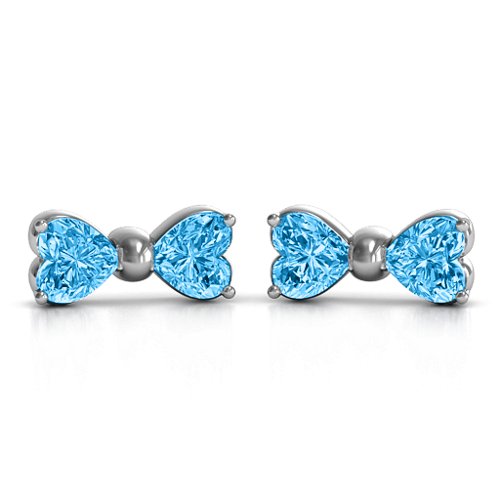 Adorable Bow Earrings – Sterling Silver with Blue Topaz