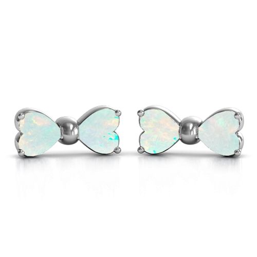 Adorable Bow Earrings – Sterling Silver with Opal