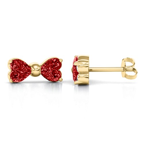 Adorable Bow Earrings – 10K Yellow Gold with Garnet
