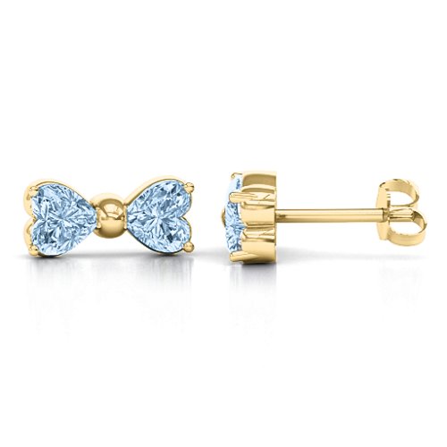 Adorable Bow Earrings – 10K Yellow Gold with Aquamarine