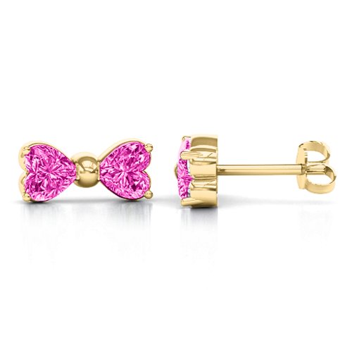 Adorable Bow Earrings – 10K Yellow Gold with Pink Tourmaline