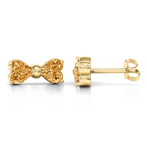 Adorable Bow Earrings – 10K Yellow Gold with Citrine