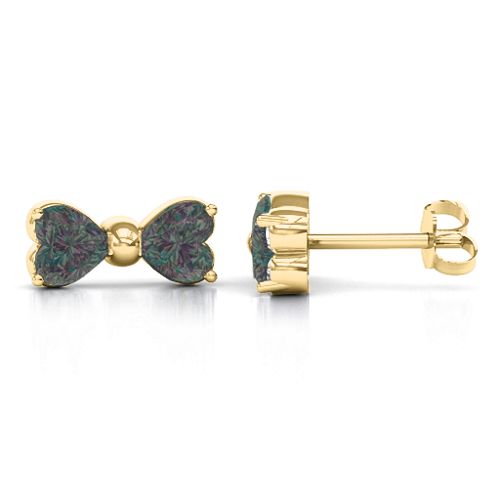 Adorable Bow Earrings – 10K Yellow Gold with Alexandrite