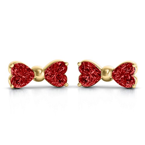 Adorable Bow Earrings – 10K Yellow Gold with Garnet