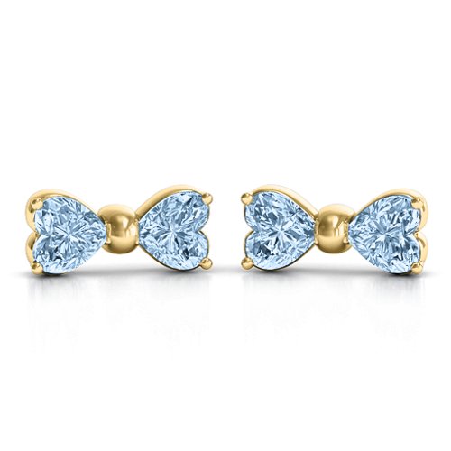 Adorable Bow Earrings – 10K Yellow Gold with Aquamarine