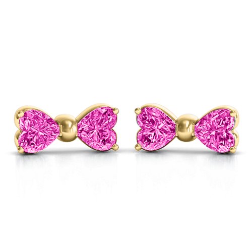 Adorable Bow Earrings – 10K Yellow Gold with Pink Tourmaline