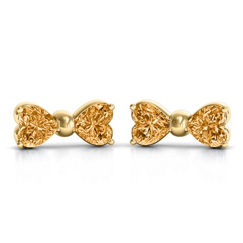 Adorable Bow Earrings – 10K Yellow Gold with Citrine